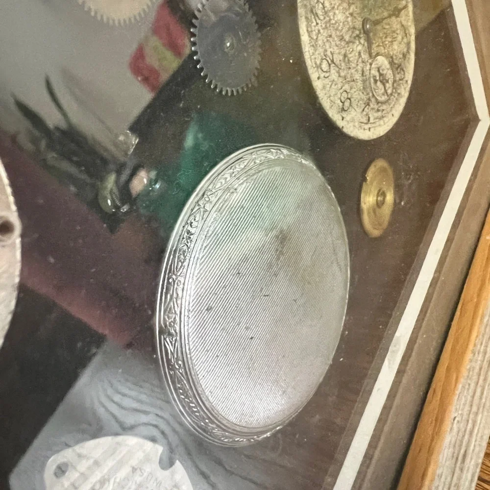 Framed Antique Ingersoll Pocket Watch Parts – Steampunk Vintage Wall Art